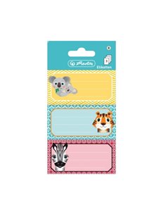 Etichete scolare Herlitz 50040247,  3 x 3 coli, Motiv cute animals