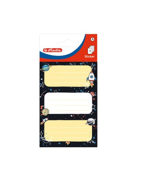 Etichete scolare Herlitz 50034321, 3 x 3 coli, Motiv space