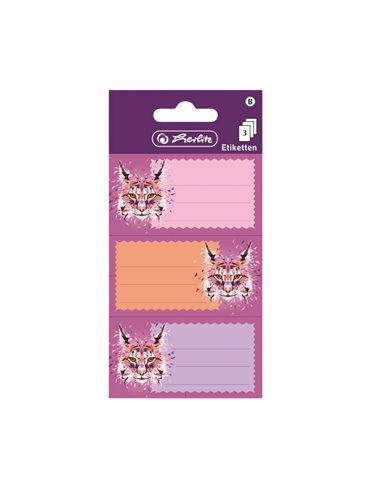 Etichete scolare Herlitz 50028221, 3 x 3 coli, Motiv wild animals lynx