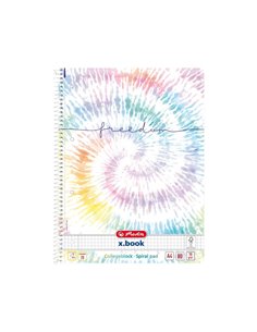 Caiet A4 cu spira Herlitz, 80 file patratele, motiv New Batik Freedom