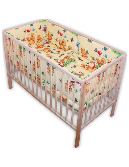 Lenjerie patut Hubners Ursuletul Jucaus 5 piese crem,LENHUJ5C