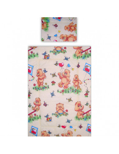 Lenjerie patut Hubners Ursuletul Jucaus 5 piese crem,LENHUJ5C