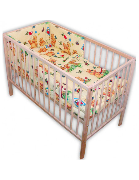 Lenjerie patut Hubners Ursuletul Jucaus 4 piese crem,LENHUJ4C