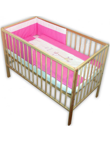 Lenjerie patut cu broderie Hubners Girafa 4 piese roz,LENBHG4R