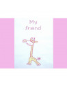 Lenjerie patut cu broderie Hubners Girafa 4 piese roz,LENBHG4R