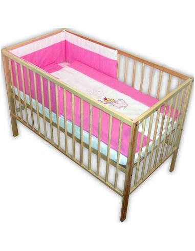 Lenjerie patut cu broderie Hubners Printesa 4 piese roz,LENBHP4R