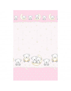 Lenjerie patut Hubners Ursulet pe Semiluna 4 piese roz,LENHUS4R 2