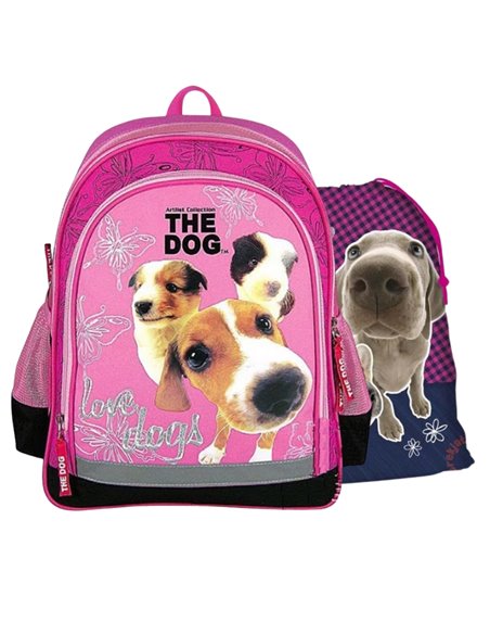Set scoala The Dog - Ghiozdan si sac incaltaminte, Motiv caine Set scoala The Dog - Ghiozdan si sac incaltaminte, Motiv caine