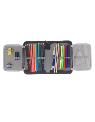 Penar echipat School friendly 1 fermoar 2 extensii, 31 piese, Motiv unicorn, Roz