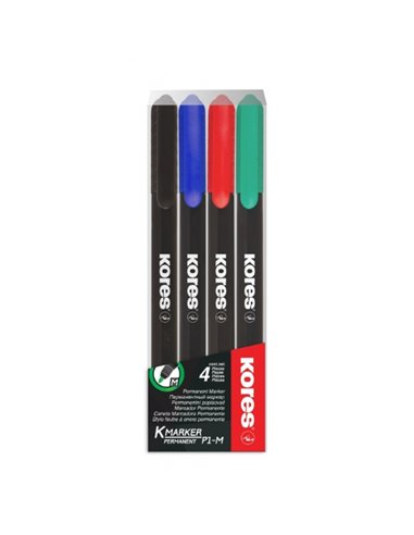 Marker permanent Kores KO22140,1 mm, 4 culori