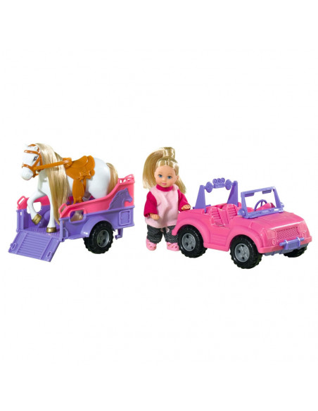 Papusa Simba Evi Love 12 cm Evi Horse Trailer cu masina