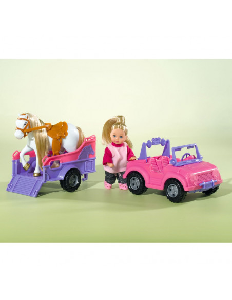 Papusa Simba Evi Love 12 cm Evi Horse Trailer cu masina
