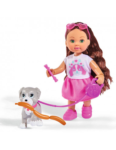 Papusa Simba Evi Love 12 cm Holiday Friend cu catelus si