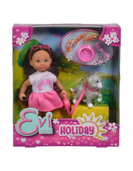 Papusa Simba Evi Love 12 cm Holiday Friend cu catelus si