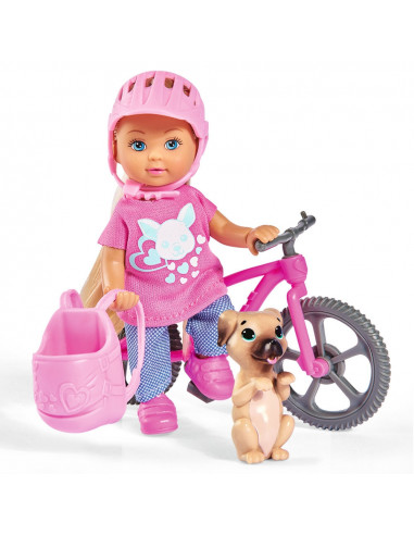 Papusa Simba Evi Love 12 cm Holiday Bike cu bicicleta si