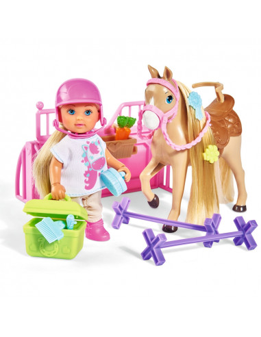Papusa Simba Evi Love 12 cm Holiday Horse cu calut si