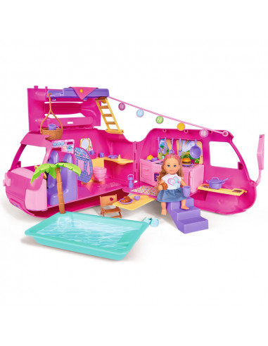 Papusa Simba Evi Love 12 cm Holiday Camper cu rulota si