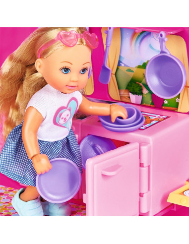 Papusa Simba Evi Love 12 cm Holiday Camper cu rulota si
