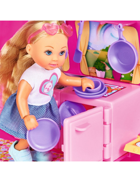 Papusa Simba Evi Love 12 cm Holiday Camper cu rulota si