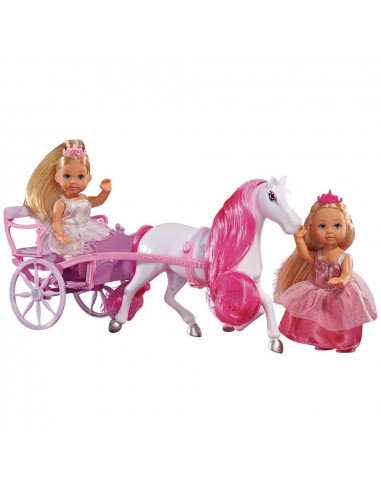 Set Simba Evi Love Romantic Carriage cu 2 papusi 12 cm si