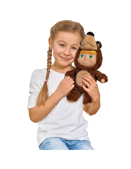 Papusa Simba Masha and the Bear 2 in 1 Masha 25 cm in costum de
