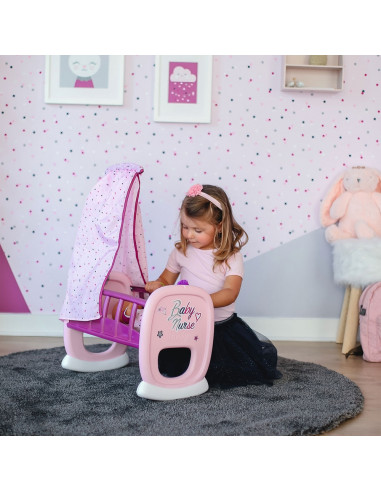Leagan pentru papusa Smoby Baby Nurse roz mov cu