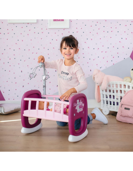 Leagan pentru papusa Smoby Baby Nurse mov cu carusel,S7600220343