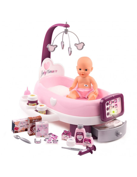 Set cadita si accesorii pentru papusi Smoby Baby Nurse Nursery