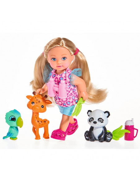 Papusa Simba Evi Love 12 cm Baby Safari cu figurine si