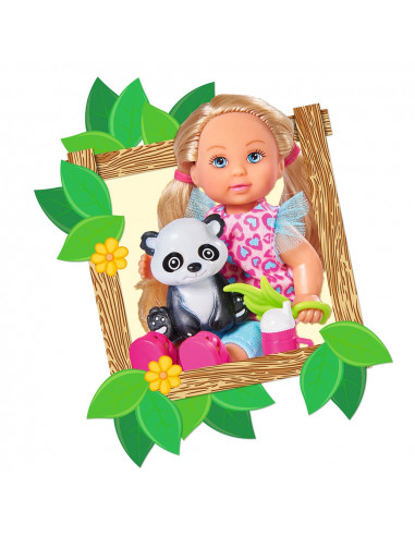 Papusa Simba Evi Love 12 cm Baby Safari cu figurine si