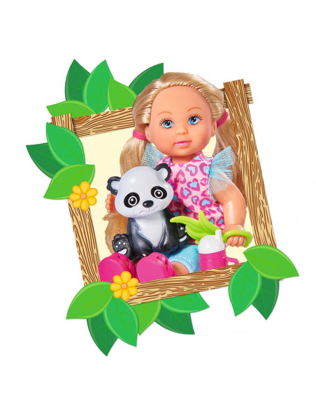 Papusa Simba Evi Love 12 cm Baby Safari cu figurine si