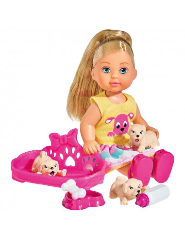 Papusa Simba Evi Love Puppy Love papusa 12 cm cu 3 catelusi si