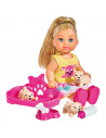 Papusa Simba Evi Love Puppy Love papusa 12 cm cu 3 catelusi si