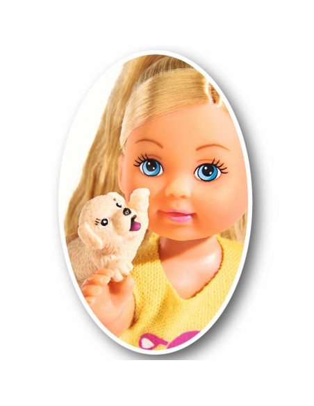 Papusa Simba Evi Love Puppy Love papusa 12 cm cu 3 catelusi si