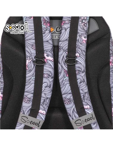 Ghiozdan scoala anatomic S-COOL SC2632, Motiv light unicorn