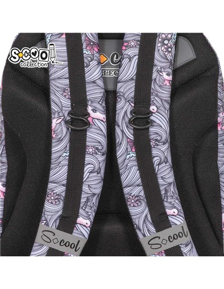 Ghiozdan scoala anatomic S-COOL SC2632, Motiv light unicorn