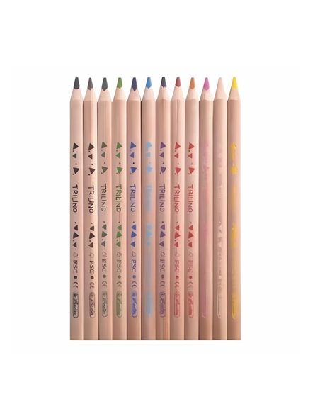 Creioane colorate Trilino Jumbo triunghiulare Herlitz, 12 culori