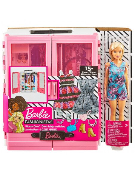Set Barbie by Mattel Fashion and Beauty Dulap cu haine si