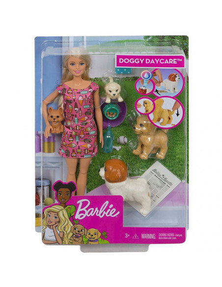 Set Barbie by Mattel Family papusa cu 4 catelusi si