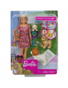 Set Barbie by Mattel Family papusa cu 4 catelusi si