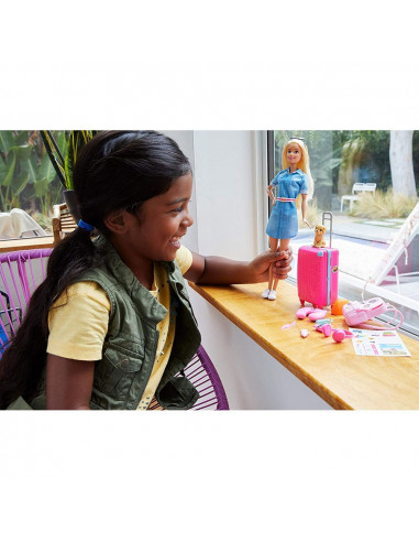 Set Barbie by Mattel Travel papusa cu accesorii FWV25,MT-FWV25