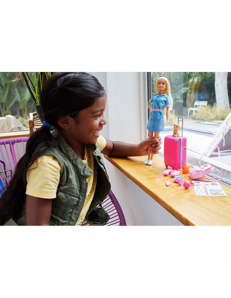 Set Barbie by Mattel Travel papusa cu accesorii FWV25,MT-FWV25