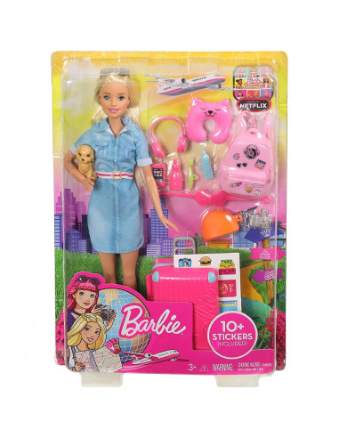 Set Barbie by Mattel Travel papusa cu accesorii FWV25,MT-FWV25
