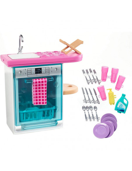 Set Barbie by Mattel Estate Masina de spalat vase cu accesorii