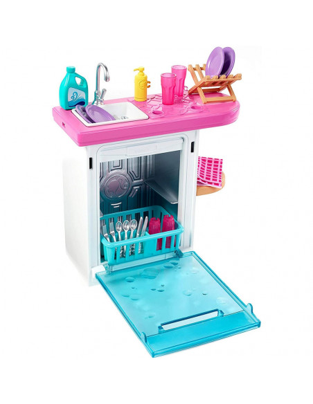 Set Barbie by Mattel Estate Masina de spalat vase cu accesorii