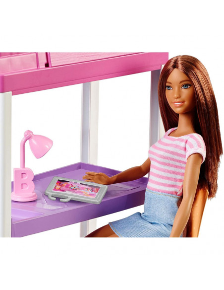 Set Barbie by Mattel Estate Birou cu pat supraetajat, papusa si
