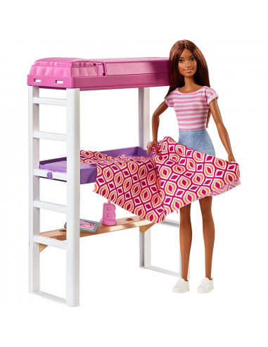 Set Barbie by Mattel Estate Birou cu pat supraetajat, papusa si