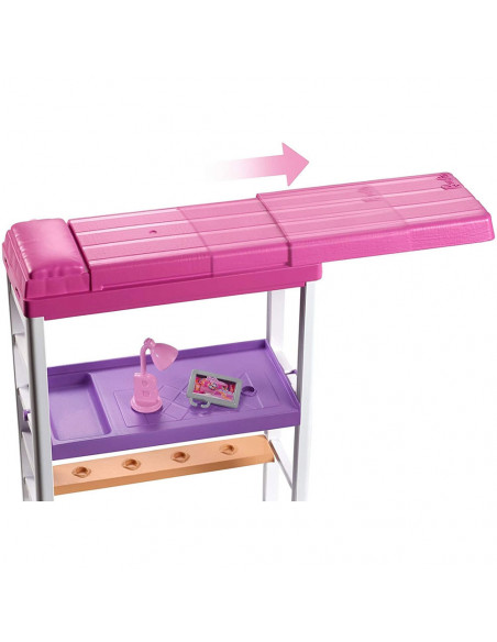 Set Barbie by Mattel Estate Birou cu pat supraetajat, papusa si