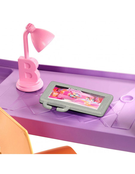 Set Barbie by Mattel Estate Birou cu pat supraetajat, papusa si