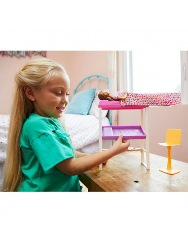 Set Barbie by Mattel Estate Birou cu pat supraetajat, papusa si
